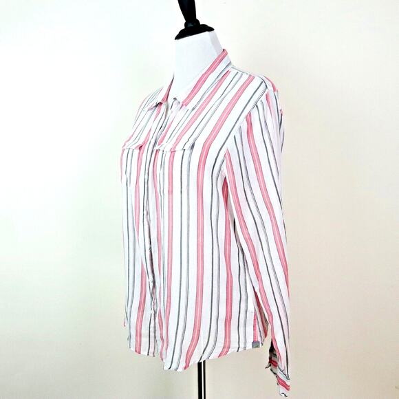 Horny Toad Women's XL Organic Cotton Shirt Button Down Pink Stripe - Picture 3 of 10